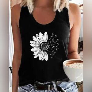 Black Sunflower Tank Top